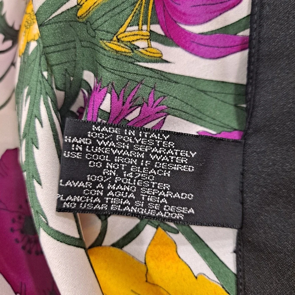 Berkshire Italian Scarf Black & Multicolor Floral Polyester 34